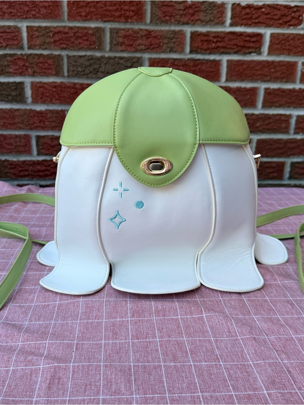 Lilly of the Valley Green and White Floral-Backpack/Shoulder Bag